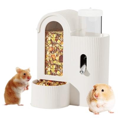 2-in-1 Automatic Food Bowl with Water Bottle Hamster Feeder And Waterer Food Water Dispenser for Hamster Guinea Pig Cage Bedroom