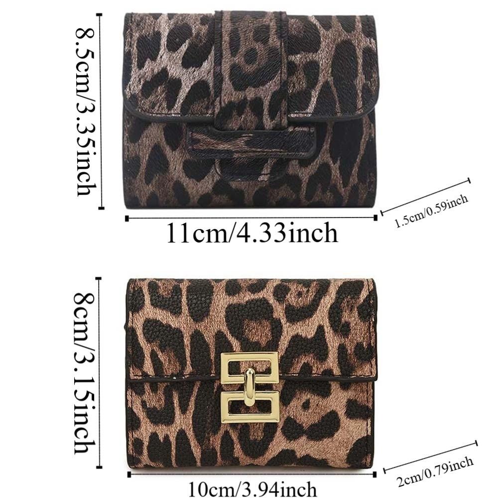 Texture Short Square Purse Portable PU Card Bag Versatile Leopard Print Wallet  Shopping