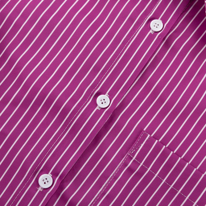 Spring 2026 New Women's Tops Simple Casual Color-Block Striped Long-Sleeve Shirt