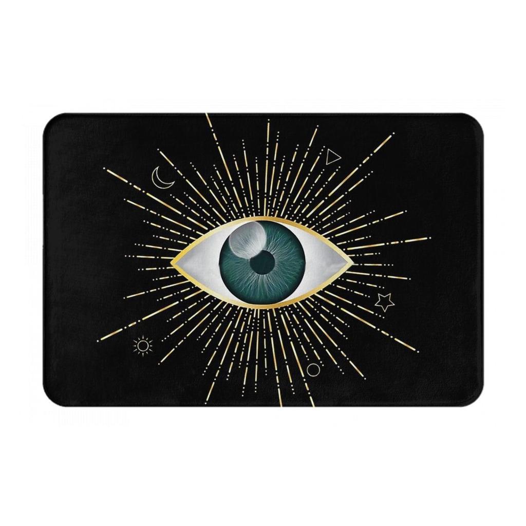 Greek Evil Turkish Eye Housewarming Welcome Doormat Front Door Mat Porch Outdoor Indoor Entrance Floor Entryway Rug Absorbent
