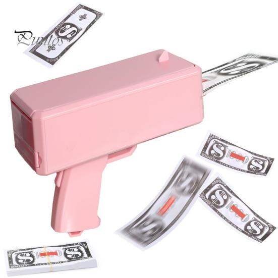 

Електричний шутер із 100 фальшивими реквізитами для грошей Ручний розпилювач грошей на батарейках Діти Дорослі Вечірка Автоматична іграшка для метання грошей рожевий