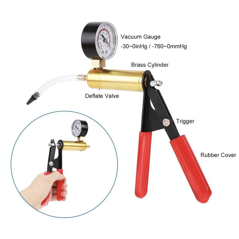 21pcs Hand Held Vacuum Pump Tester Set Vacuum Gauge and Brake Bleeder Kit for Automotive Auto Diagnostic-tool