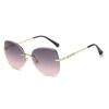 Rammeløse Trimmede Solbriller Dame Street Shooting Metall Stor Innfatning Solbriller Solbriller 9061