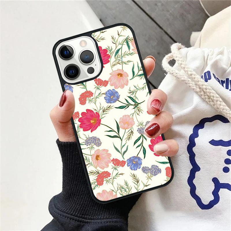 Vintage Leaves Flower Phone Case For iPhone 17 Air 15 16 Cover  11 13 14 Pro Max 12 Plus Max Fundas
