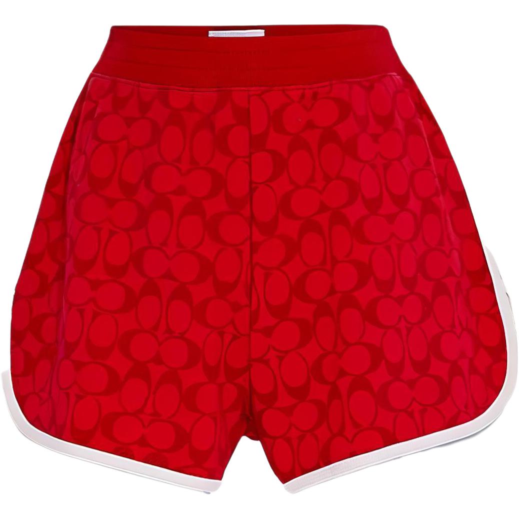 Coach Ss23 Logo Pattern Printed Mid Waist Casual Shorts Women shorts Red C9853-RED XS