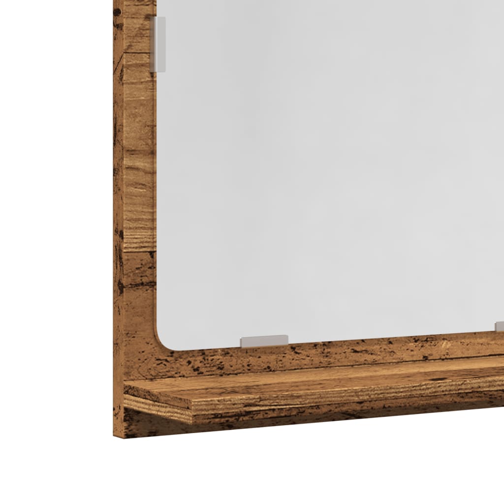 Bathroom Mirror with Shelf Rustic Wood Effect 60 x 11 x 37 cm Engineered Wood