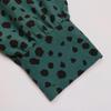 Green Leopard Print Chic Women Dress High Waist Long Sleeve V Neck Long Dress