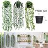 Ivy Leaf Artificial Rattan Plastic With Flower Pot Bonsai