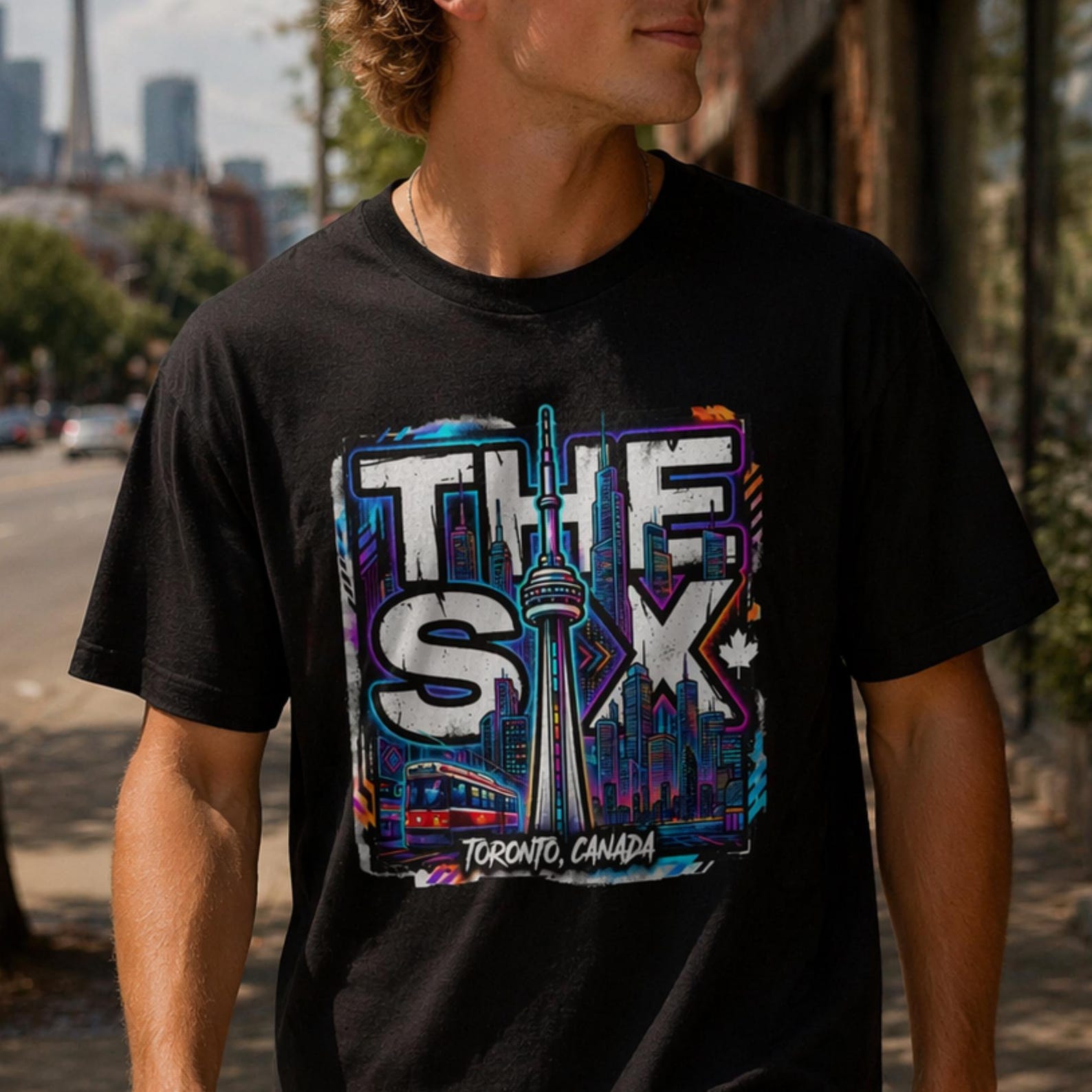 The Six Toronto Skyline T-Shirt | CN Tower Cityscape Tee 2XL
