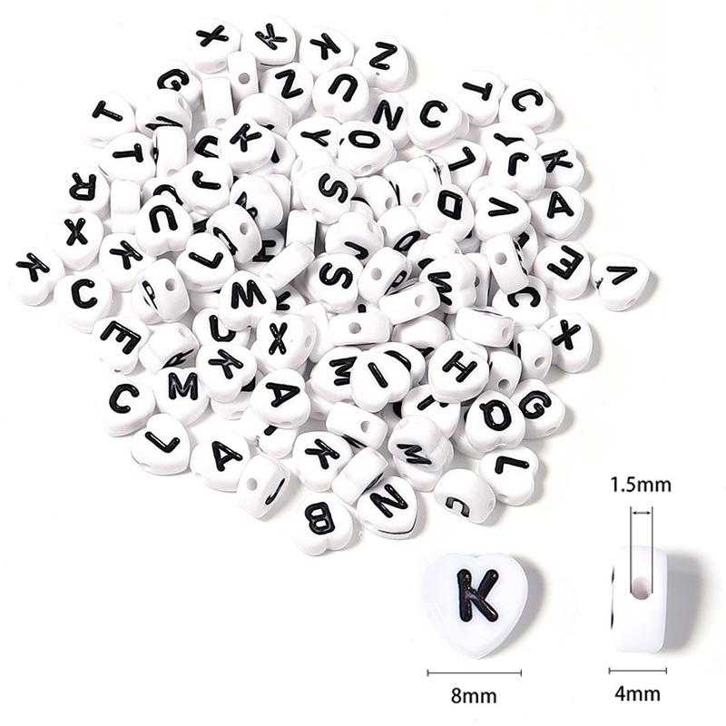 100pcs/Lot Mixed Round Flat Acrylic Letter Beads Alphabet Digital Cube Loose Spacer Beads For Jewelry Making Diy Bracelet
