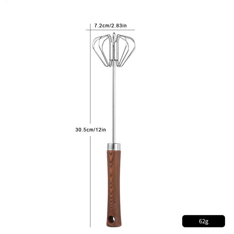 Semi Automatic Whisk Semi Automatic Hand Push Mixer Stirrer Wooden Handle Rotating Semi-Automatic Eggbeater For Whisking
