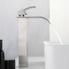 Waterfall Basin Faucet Deck Mounted Stainless Steel Brushed Silver Sink Tall Tap Bathroom Hot & Cold Mixer Vanity Vessel Taps