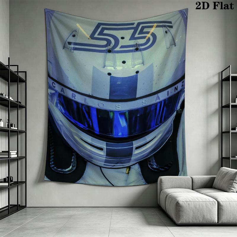 Carlos Sainz Wall Tapestry Aesthetic Wall Hanging Printed Fabric Blanket Decorative Tapestries for Bedroom Living Room Home Decor