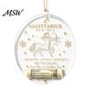 Hanging Decor for Showcase Christmas Tree Money Holder Pendant, Transparent Acrylic Round Ornament, 12 Holiday Gift Tags Zodiac Signs Theme Decorative