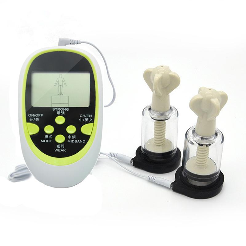Electric Shock Nipple Vacuum Sucker Pump BDSM Bondage Electric Stimulation Physiotherapy Breast Booster Adult Sex Toys for Women