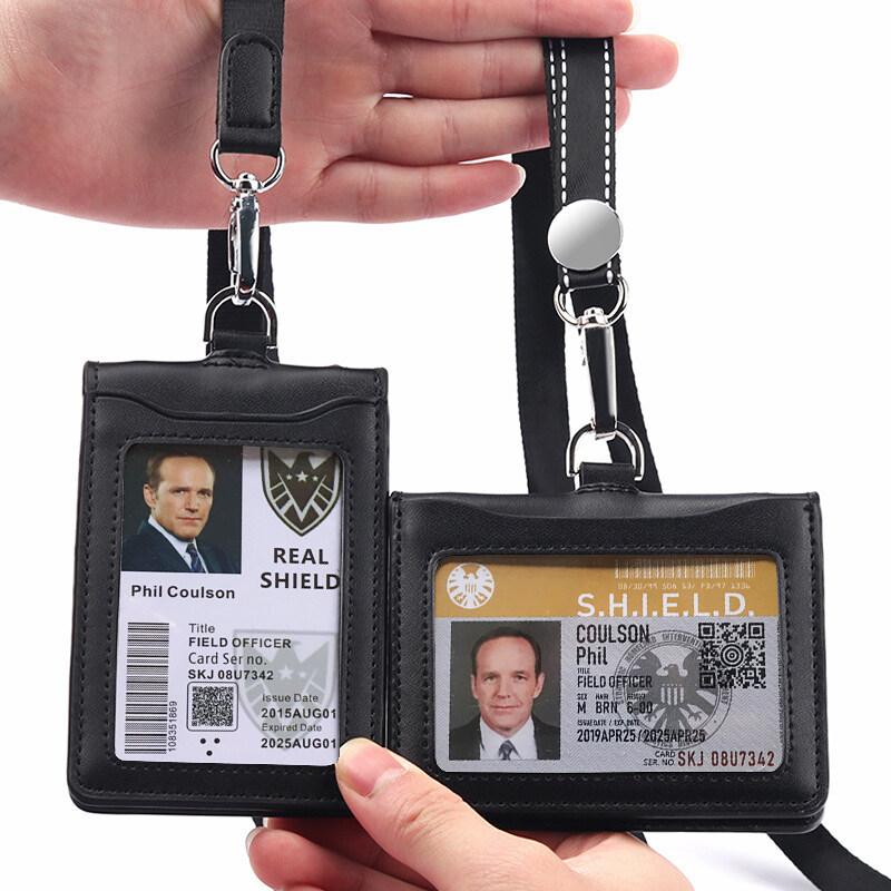 2022 NEW Formal US Reporter Police Agent ID Badge Business Work Card Holder Neck Lanyard Genuine Leather id card holders Case High Office Supplies
