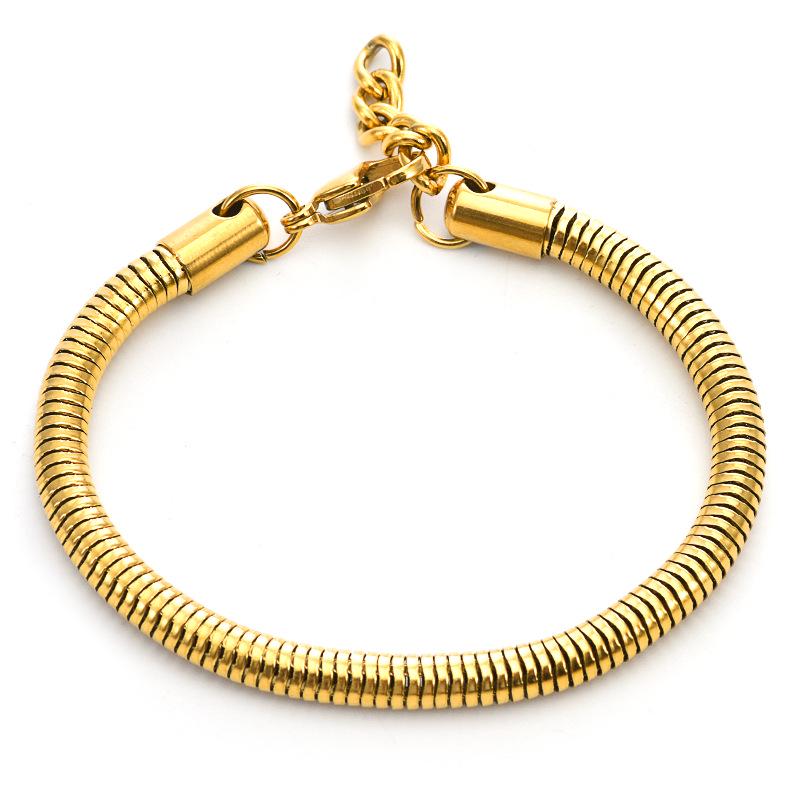 European-American Trend 18K Gold Plated Titanium Steel Cuban Chain Bracelet - Non-fading, Thick Design