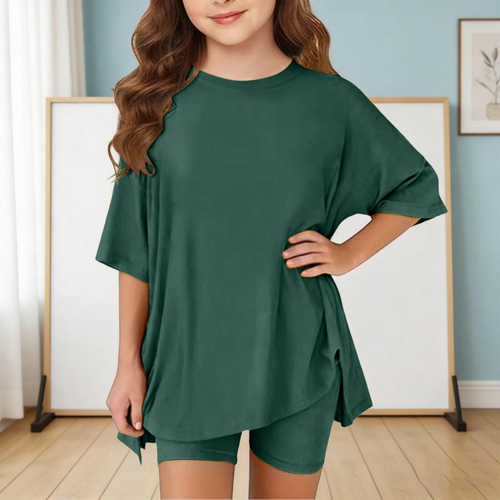 Sommeroutfits für Mädchen, 2-teilige Sets aus Hemden und Shorts, Frühlingsoutfits, Sportshorts-Sets für Teenager-Mädchen