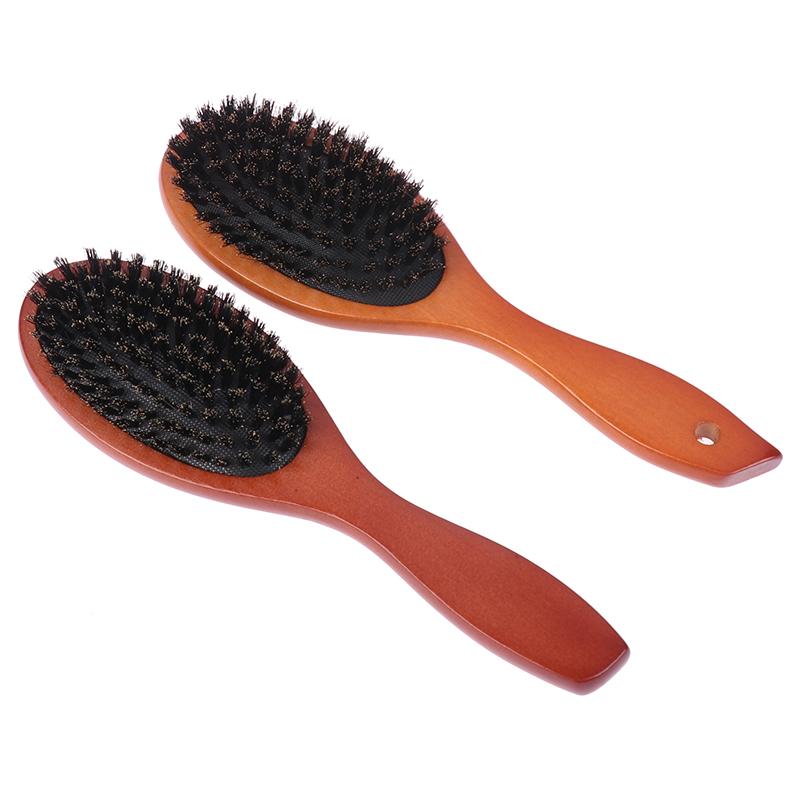 Boar Bristle Hair Brush Women Combs For Hair Wood Hairbrush Detangle Straightener Brush Hair Comb Barber Accessories