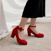 Girls High Heel Shoes Suede Women 7.5cm High Heels Sweet Bowknot High Heel Ladies Pumps Girls Princess Wedding Party Shoes33-43