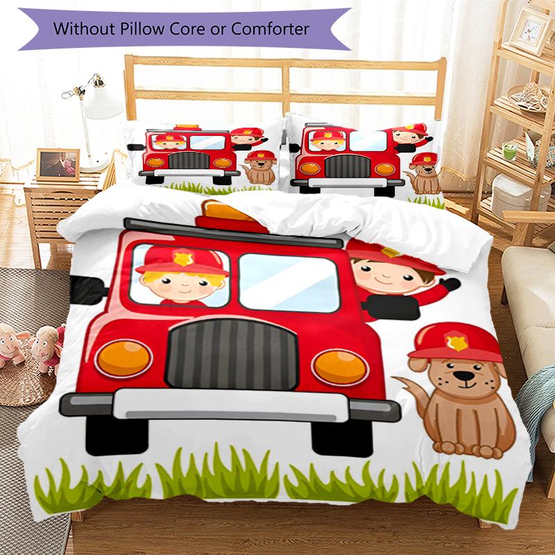 3pcs firefighters Bedding Set Duvet Cover Closure Includes 1 Duvet Cover & 2 Pillowcases, Soft and Comfortable for All Seasons.