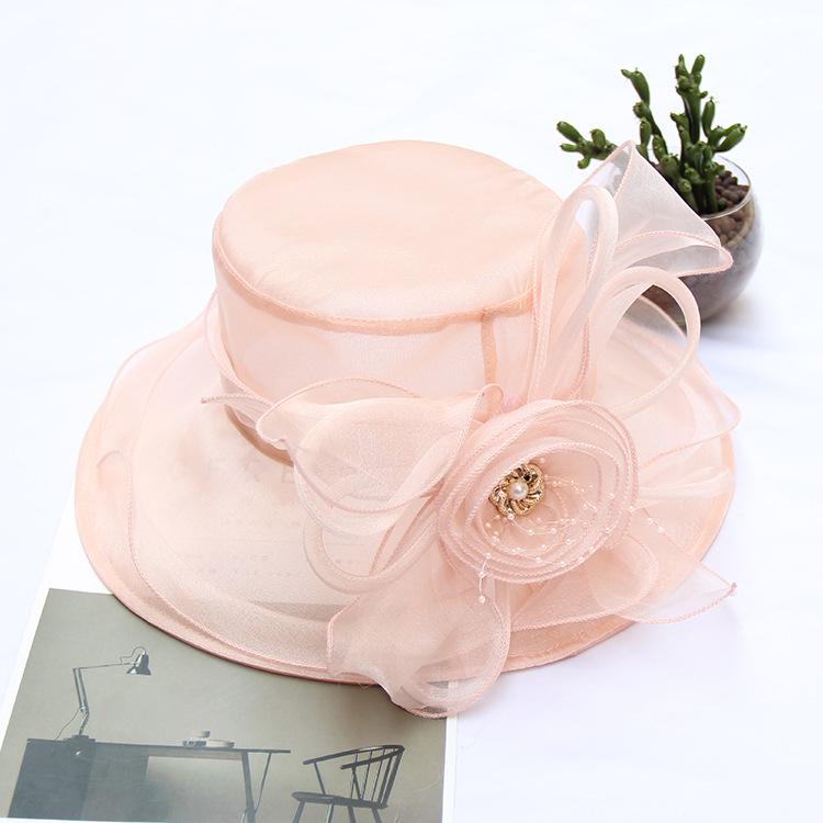 New European and American Women's Hats, Bow Mesh Gauze Hats, Spring and Summer Travel Beach Visors, Big Edge Sun Hats