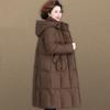 Weinrot Langer Daunenmantel Damen Winter Dick Warm Gesteppt Baumwolljacke Mit Kapuze Locker Oberbekleidung