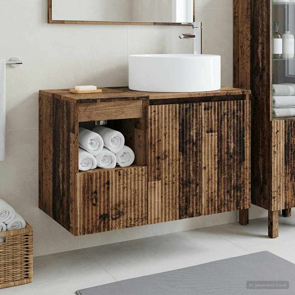 Bathroom Furniture Set 2 pcs Reclaimed Wood Engineered Wood