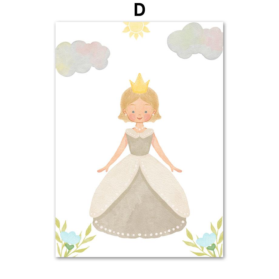 Mädchen Prinzessin Schwan Einhorn Schloss Regenbogen Kindergarten Wand Kunst Leinwand Malerei Poster Und Drucke Bild Für Baby Kinder Zimmer Dekor