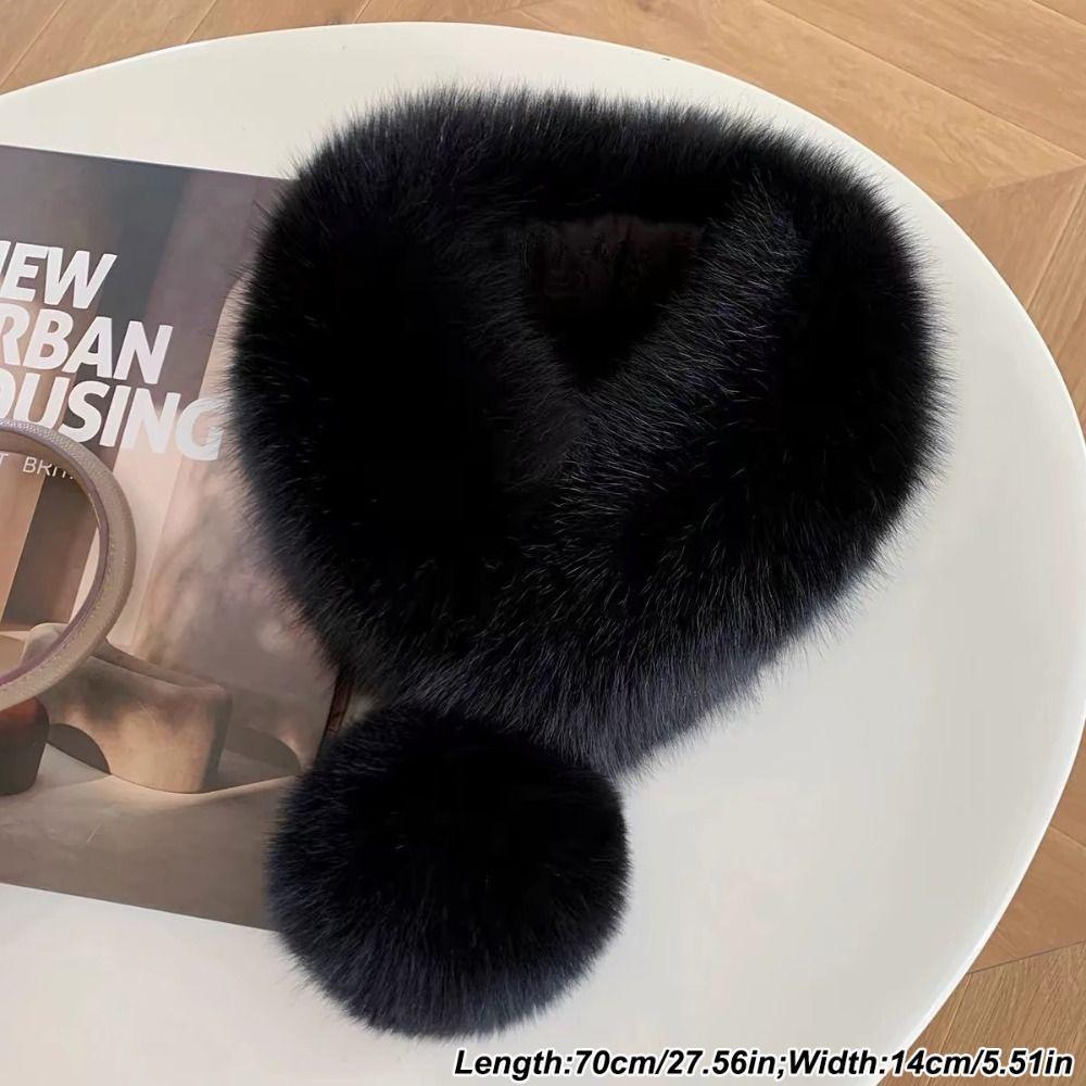 Solid Color Neck Scarf Velvet Texture Faux Fox Fur Collar Luxury Neck Warmer Scarf Women