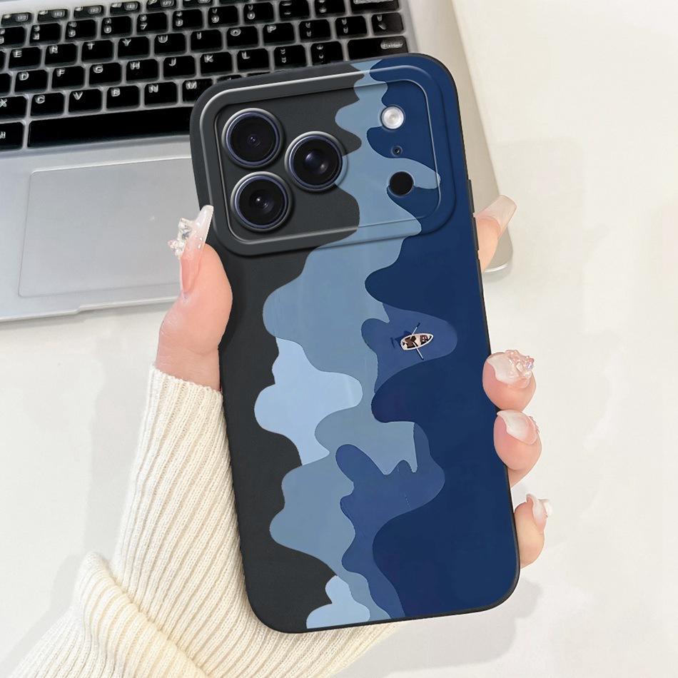 For iPhone 17 Pro Max 17Pro Fashion Dusk Beach Painting Phone Case For iPhone17 Pro 17ProMax Soft Silicone Cases Bumpers