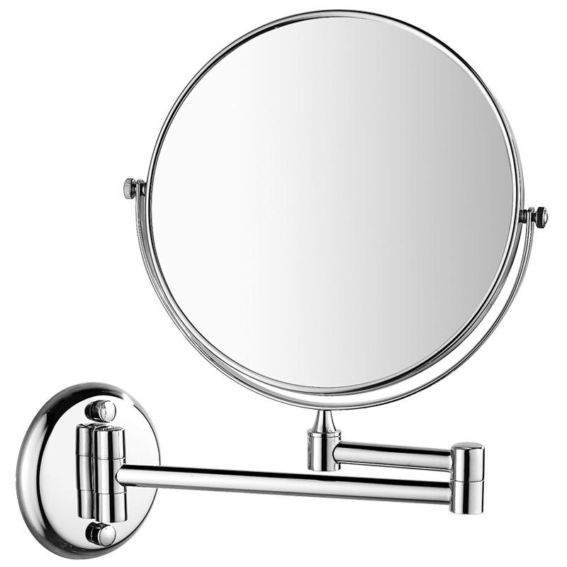 Double-Sided Telescopic Wall-Mounted Magnifying Makeup Mirror, No-Drill Installation