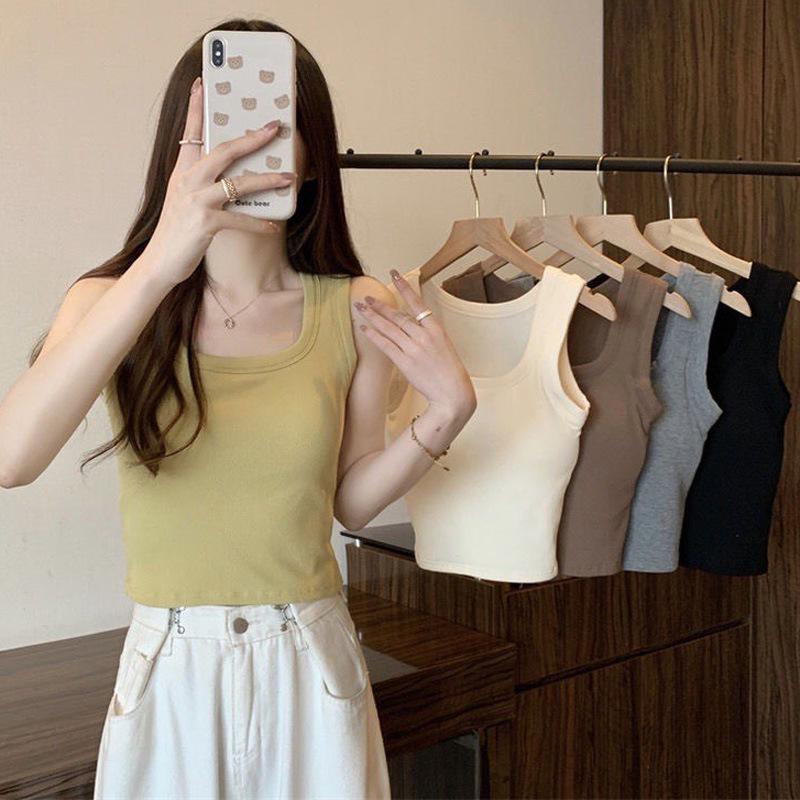 Women's Slim-Fit Brushed Fleece Thermal Vest with Chest Pads - Sleeveless Autumn/Winter Top