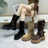 British Style Platform Heightening Martin Boots Women's New Small Slim Medium Tube Knight Short Boots In Autumn and Winter 2025