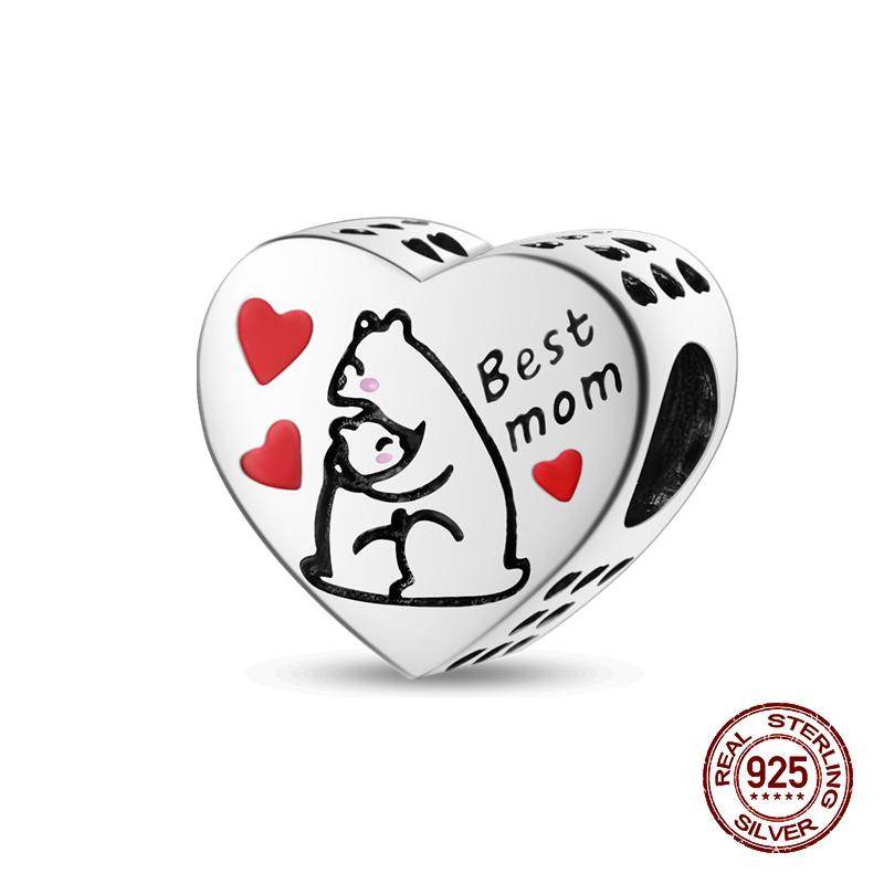 Copper Heart Dog Cat Warm Family Charms Beads Fit 3Mm Original Bracelets Fine Diy Mother'S Day Jewelry Gift