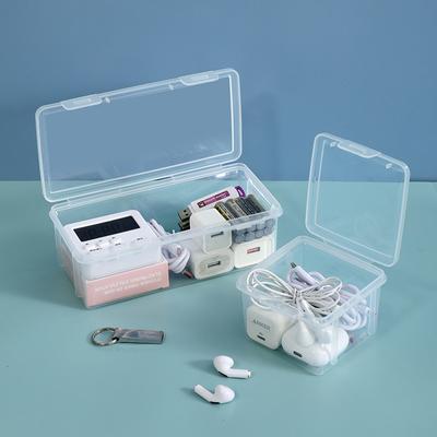 Cable Storage Box Transparent Plastic Data Line Storage Container For Desk Stationery Multifunctional Headset Data Charging Line