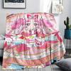 1PC Pretty Cure Print Flannel Blanket, High quality Comfortable for All Seasons, Home Decor, Warmth and Comfort, Perfect for Christmas Gifts