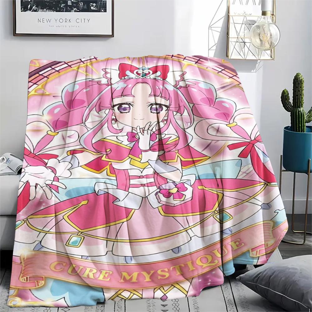 1PC Pretty Cure Print Flannel Blanket, High quality Comfortable for All Seasons, Home Decor, Warmth and Comfort, Perfect for Christmas Gifts
