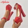 Fashion Aphixta Disco Dance 2cm Pearl Belt Buckle Round Pumps 5.5cm Platform Hot Sale Party 16cm High Chunky Heels Shoes Women