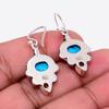 Handmade Magnesite Turquoise Gemstone Jewelry Earrings 925 Sterling Silver Gift For Her