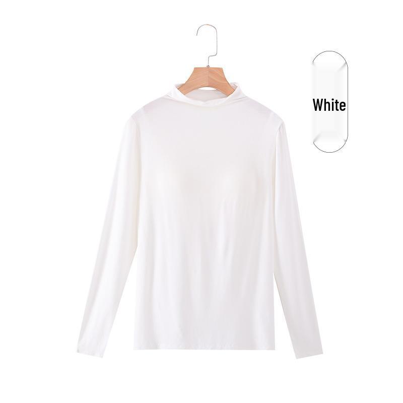 Modal Long-Sleeve Women's Base Shirt with Chest Pads, No Underwire, Integrated Cup, Autumn/Winter Outerwear & Sleepwear