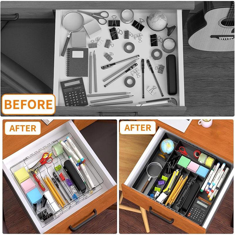 Expandable Kitchen Utensil Drawer Organizer Transparent Acrylic Cutlery Organizer Clutter Divider Drawer Silverware Organizers