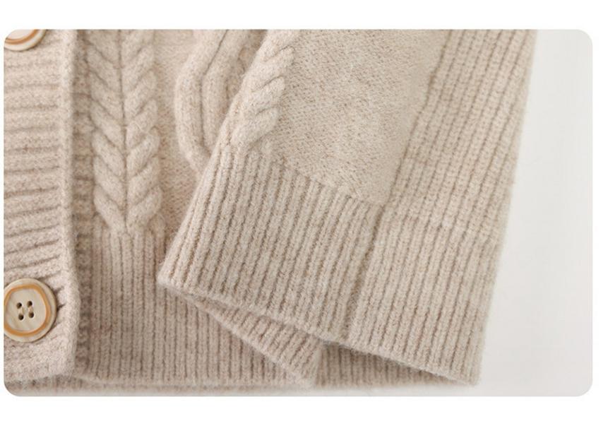 2026 Women's Round Neck Cable Knit Cardigan - Autumn/Winter Trendy Short Sweater Coat