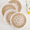 Ins Style Simple Hand-Woven Jute Placemat Coasters Retro Cotton Linen Decorative