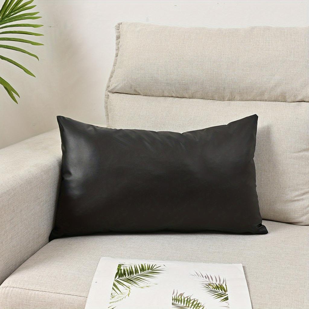 1 Stück Dick Wasserdicht PU Kissenbezug Einfarbig Europäischer Stil Luxus Lendenstützkissen für Sofa Wohnzimmer Büro Dekor