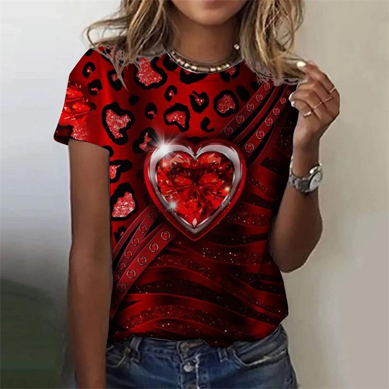 Women's T-shirt Summer Fashion Short Sleeve Top 3D Printed Casual Leopard Print Pattern T-Shirt