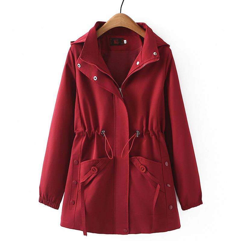 

Женский плащ, однотонный, средней длины, ветровка с капюшоном, одежда для мам среднего возраста, большой размер 5XL 6XL 7XL, женская верхняя одежда 7XL