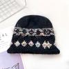 New Wool Beanie Hat for Women in Autumn and Winter Small Fair Island Split Knitted Hat Simple Temperament Warm and Piled Hat
