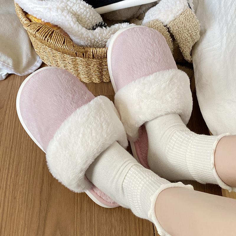 Fashion 2025 Closed Toe Warm Cotton Slippers Women Faux Fur Thicken Plush Winter Home Shoes Woman Lightweight Casual Indoor Shoes Female