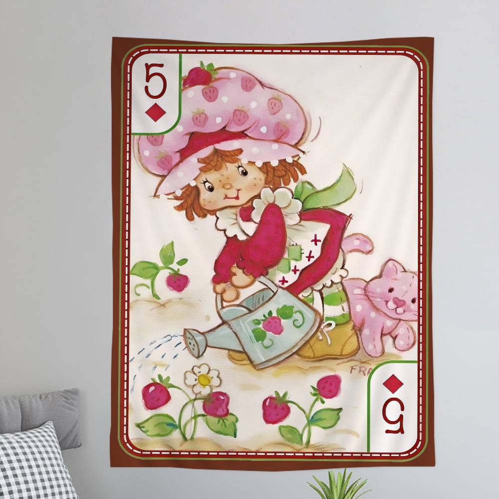 Cartoon Strawberry Shortcake DIY Wall Tapestry Art Science Fiction Room Home Decor Wall Art Decor